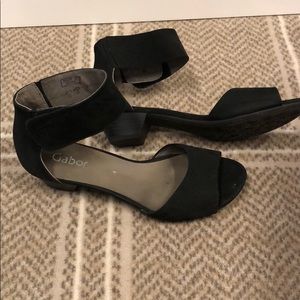 Gabor Black Suede Ankle Strap Sandals
